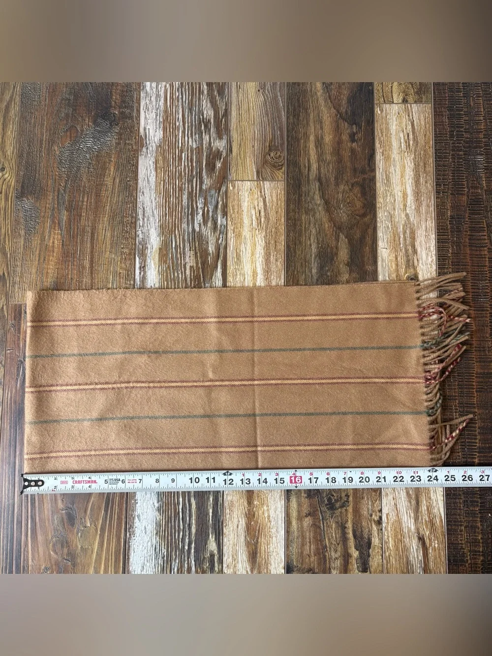 CHRISTIAN DIOR Monsieur Cashmaire Tan Red Green Stripe Acrylic Scarf